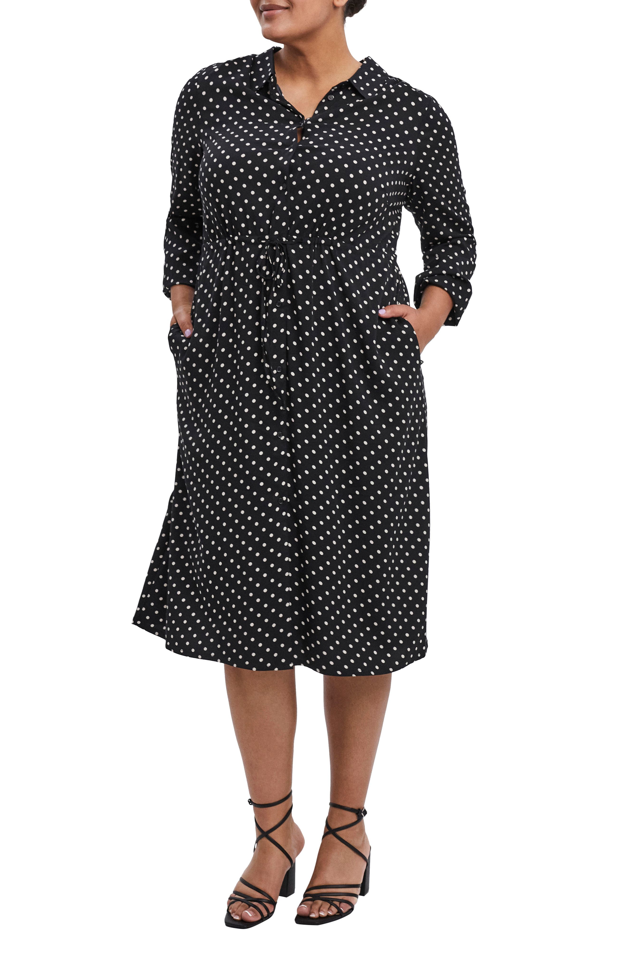 Women's Office Work Wrap Dress Knit Career Long Sleeves Black Plus Size 16W 